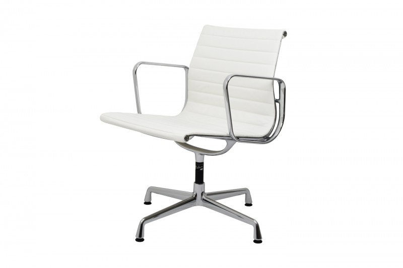 Vitra Aluminium Chair EA 107 Conference Chair Leather White