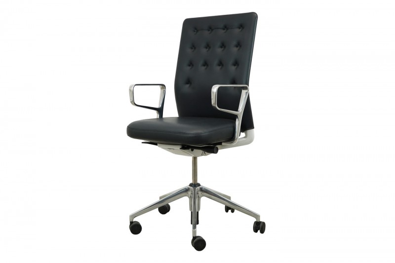 Vitra ID Trim Bürodrehstuhl Leder / Dunkelgrau