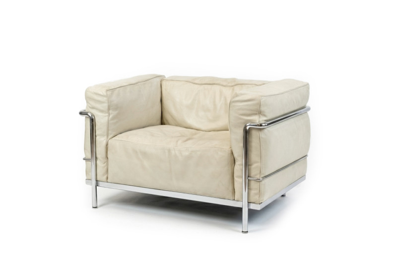 Cassina LC3 Le Corbusier Fauteuil cuir / blanc / crème