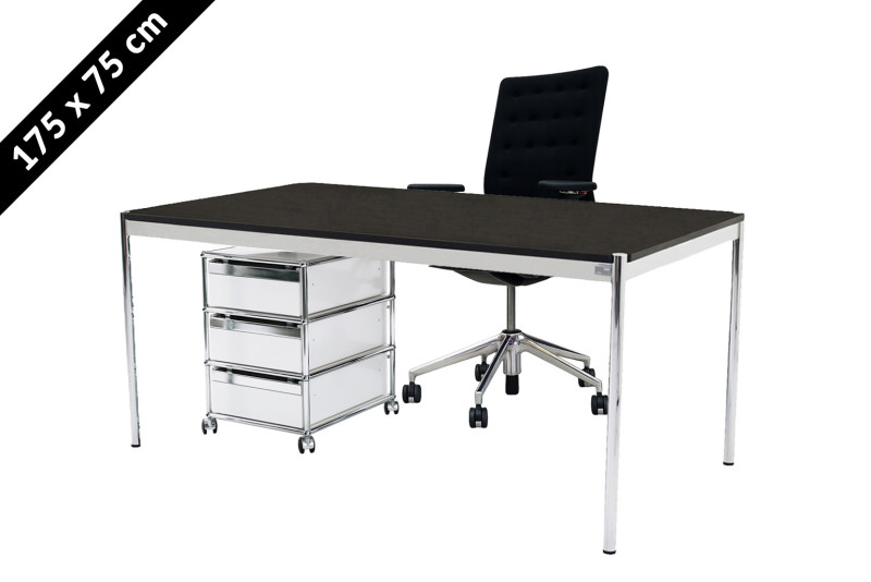 USM Haller Tisch & Rollcontainer - Vitra ID Trim - 175 x 75 cm