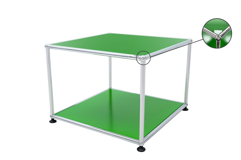 USM Haller Side Table Glass/ USM Green 50 x 50 cm