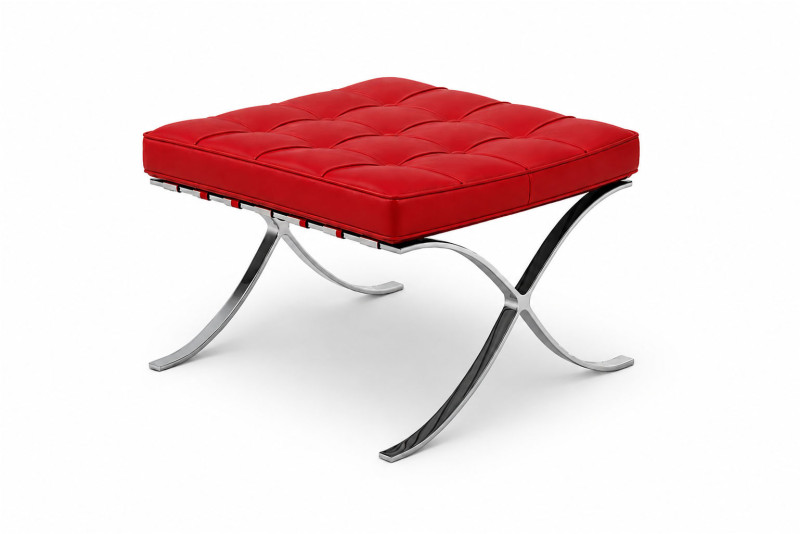 Knoll International Taburete Barcelona Piel / Blanco