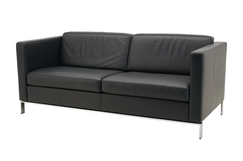 Walter Knoll Sofá Foster 500 de 2,5 plazas, cuero / gris oscuro