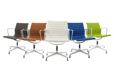 Vitra Aluminium Group EA 108 Silla de Reunion Piel / Negro