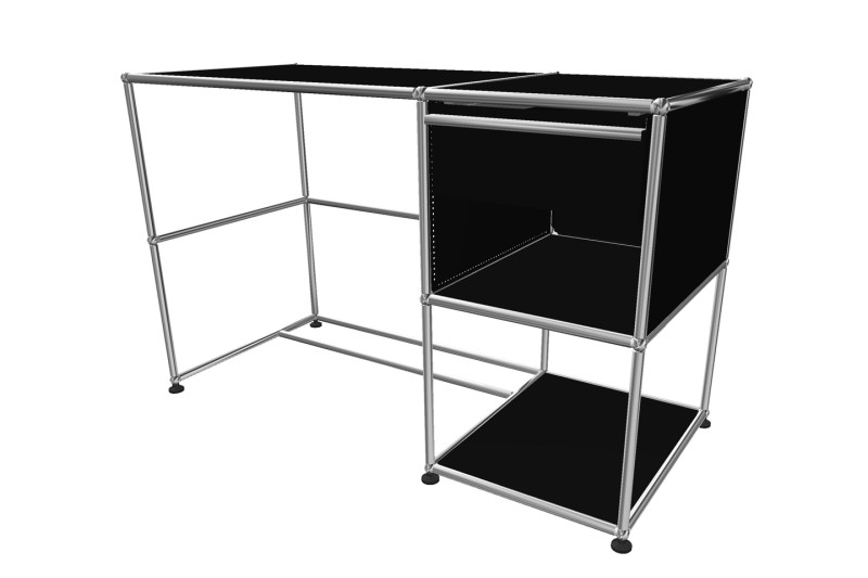 USM Haller Buffet Avec Tablette En Verre Blanc Pur RAL 9010