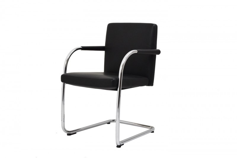 Vitra VisaSoft Freischwinger Leder / Schwarz *nicht stapelbar*