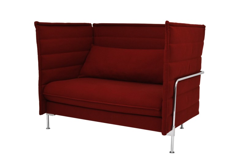 Vitra Alcove Love Seat / Sofa Fabric Dark Red / Brown