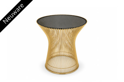Knoll International Platner Beistelltisch Gold mit bronziertem Glas Ø 40 cm