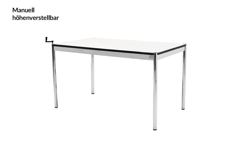 USM Haller Schreibtisch 125 x 75 cm höhenv. (bis 86 cm) Kunstharz / Weiß