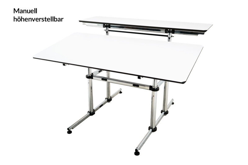 USM Kitos M Schreibtisch / Projekttisch manuell höhenverstellbar Kunstharz / Weiß 150 x 75 cm