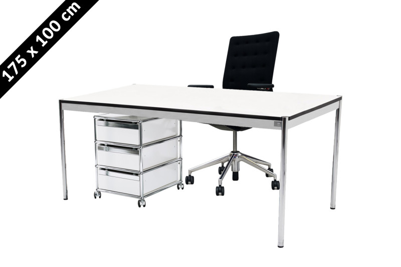 USM Haller Tisch & Rollcontainer - Vitra ID Trim - 175 x 100 cm