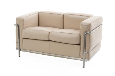Cassina LC2 Le Corbusier 2-er Sofa Leder / Beige