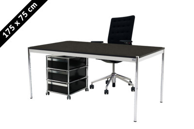 USM Haller Tisch  & Rollcontainer - Vitra ID Trim - 175 x 75 cm