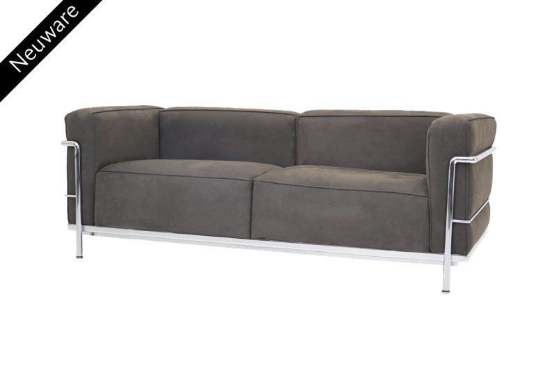 Cassina LC3 Le Corbusier 2-er Sofa Wildleder / Grau