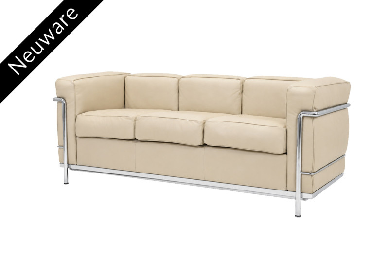 Cassina LC2 Le Corbusier Trois Places Canapé Cuir / Beige
