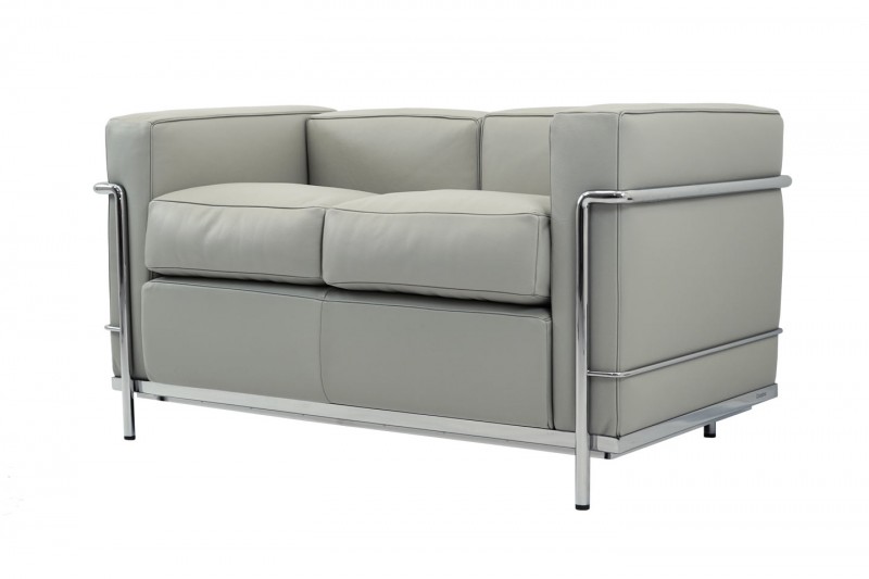 Cassina LC2 Le Corbusier 2-er Sofa Leder / Grau / Grigio