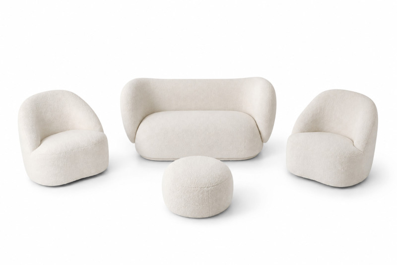 Lounge-Set Stoff / Cremeweiß
