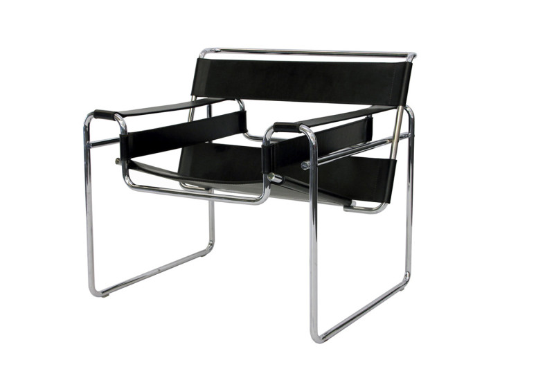Marcel Breuer Wassily Leunstoel Leder / Zwart