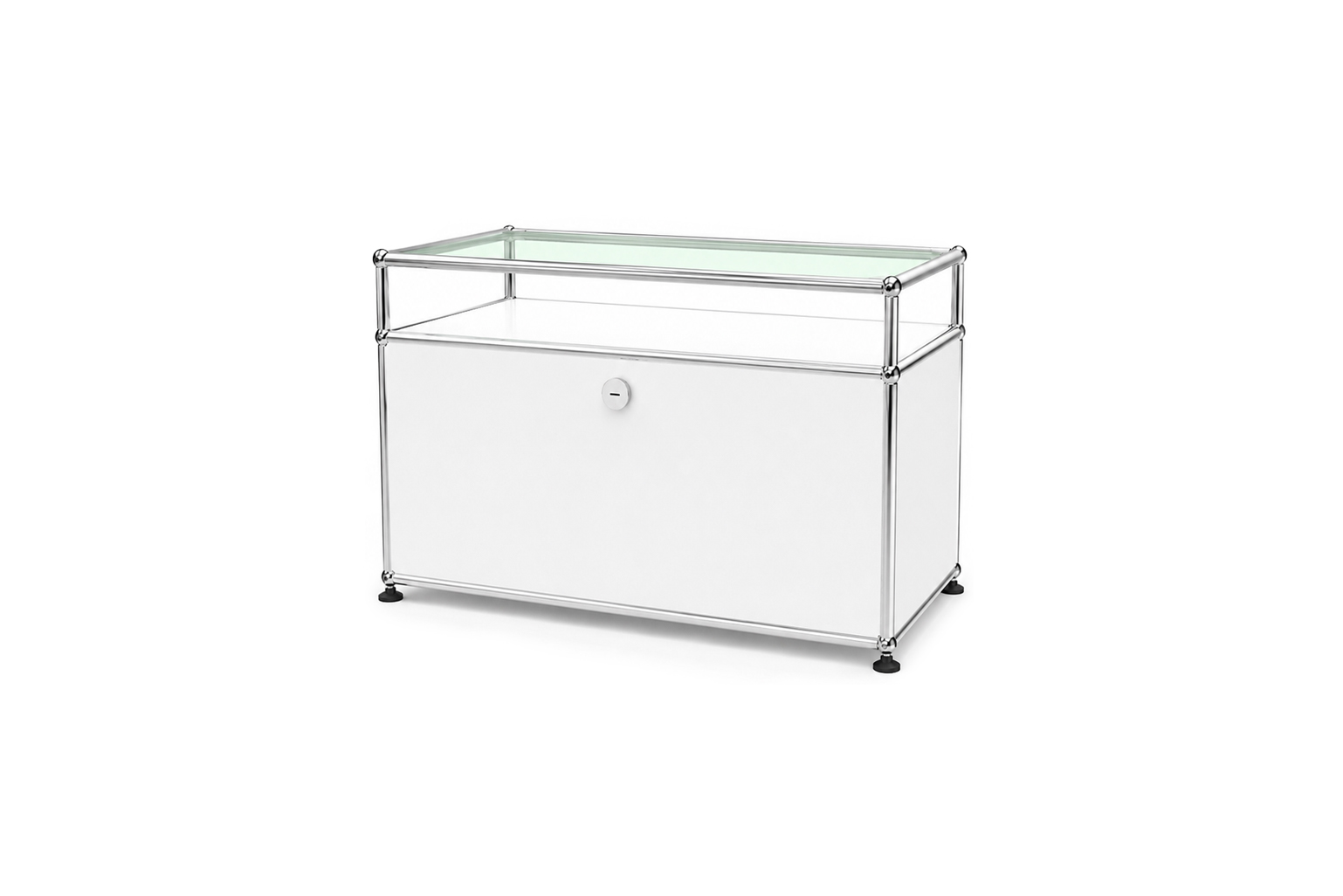 USM Haller Meuble Multimédia avec Tablette En Verre Noir Graphite RAL 9011