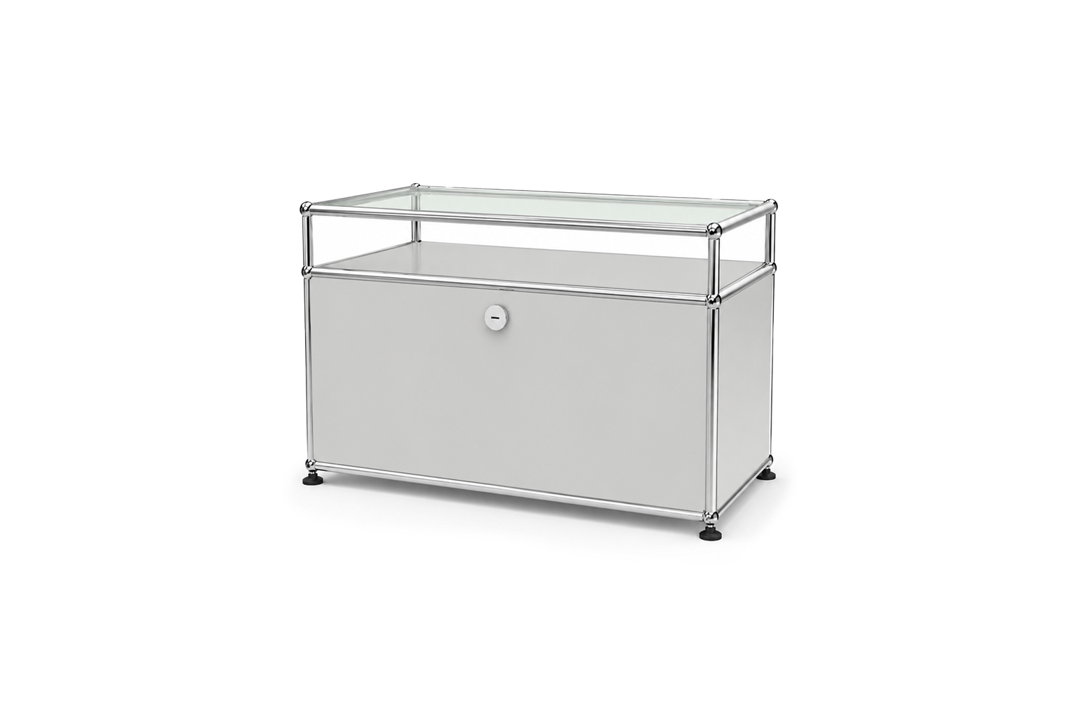 USM Haller Meuble Multimédia avec Tablette En Verre Noir Graphite RAL 9011
