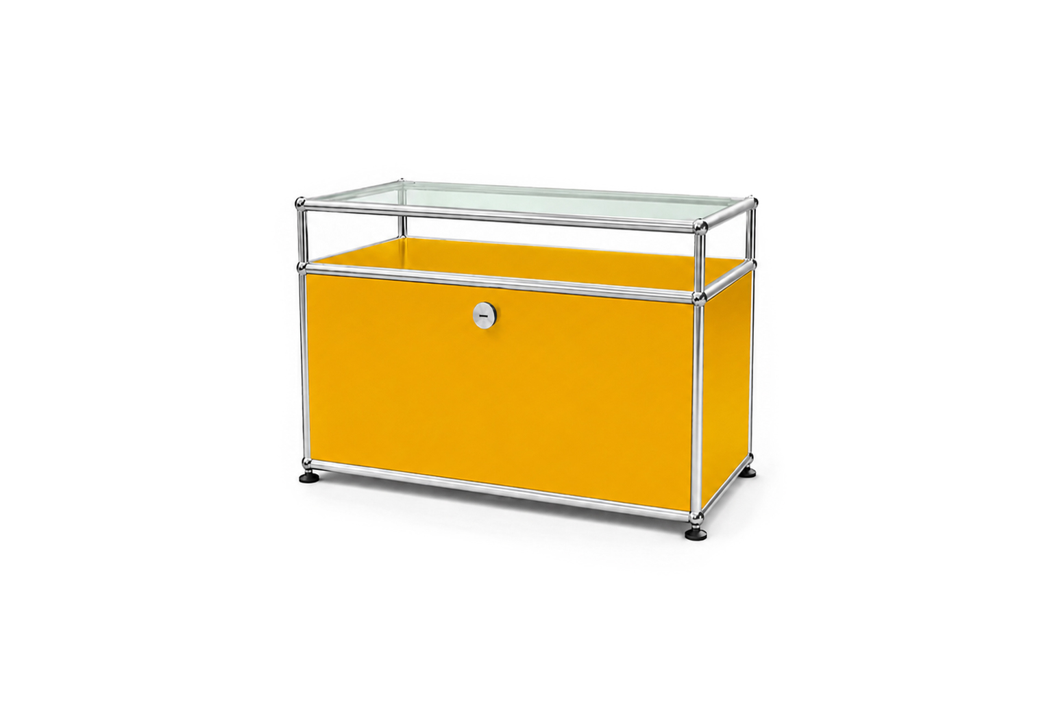 USM Haller TV-Board / Lowboard with Glass Shelf Graphit Black RAL 9011