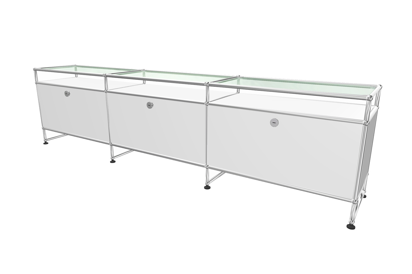 USM Haller dressoir met glazen legplanken