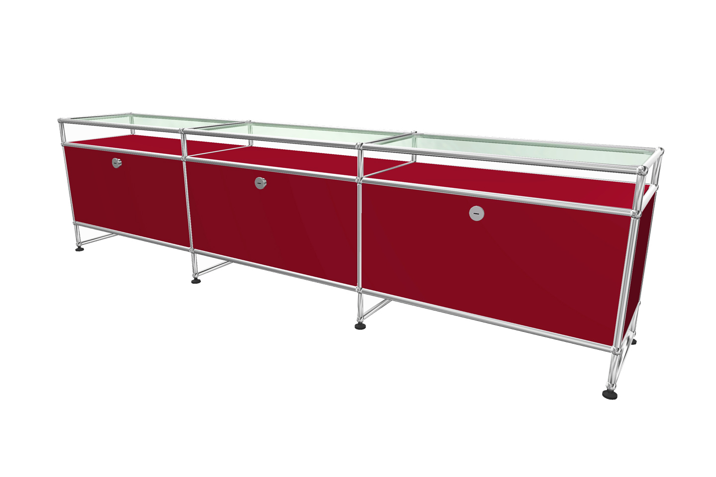 USM Haller dressoir met glazen legplanken