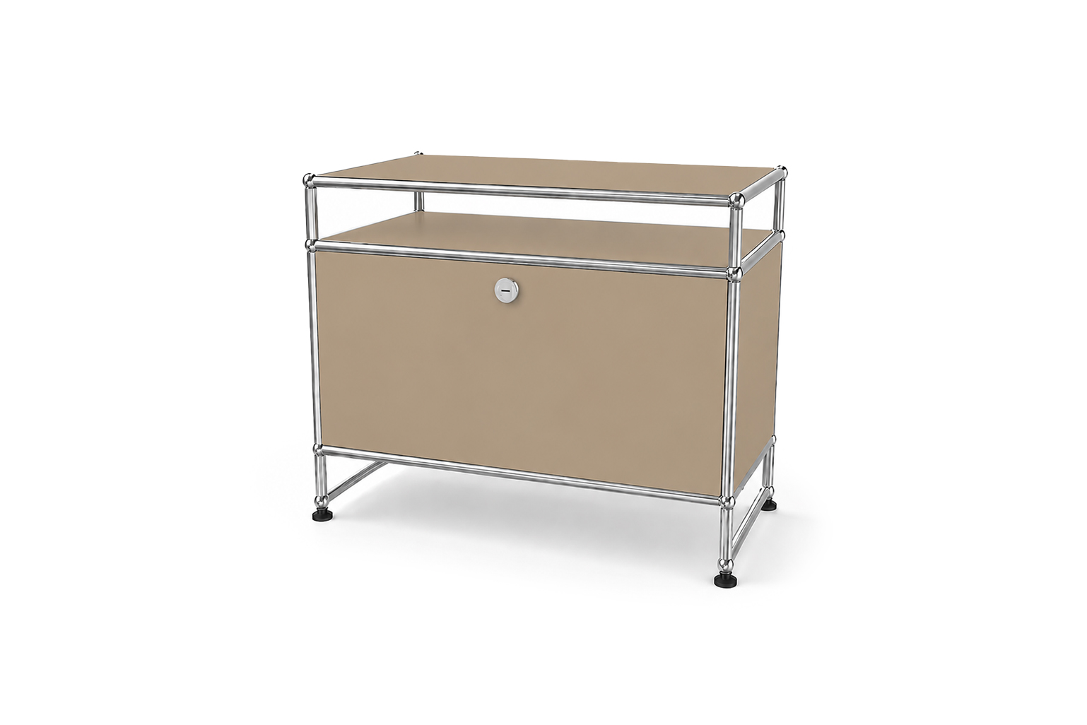 USM Haller Meuble Multimédia avec Tablette En Verre Noir Graphite RAL 9011