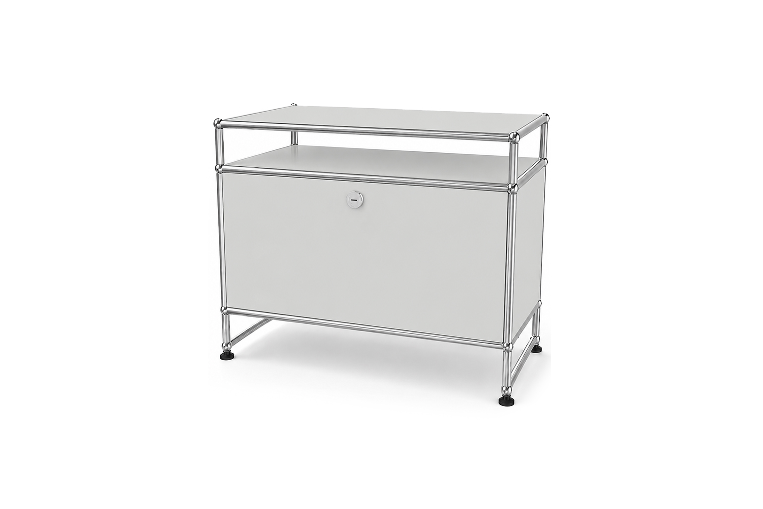 USM Haller Meuble Multimédia avec Tablette En Verre Noir Graphite RAL 9011