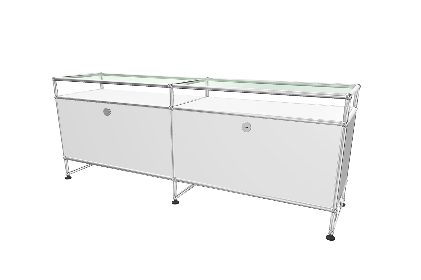 USM Haller TV-Board / Lowboard mit Sockel und Glastablaren