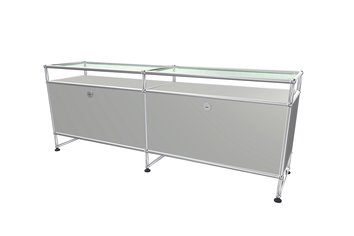 USM Haller TV-Board / Lowboard mit Sockel und Glastablaren