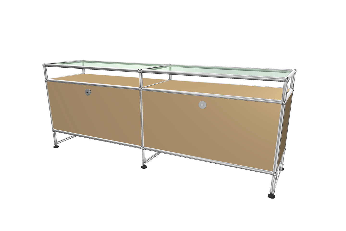 USM Haller TV-Board / Lowboard mit Sockel und Glastablaren