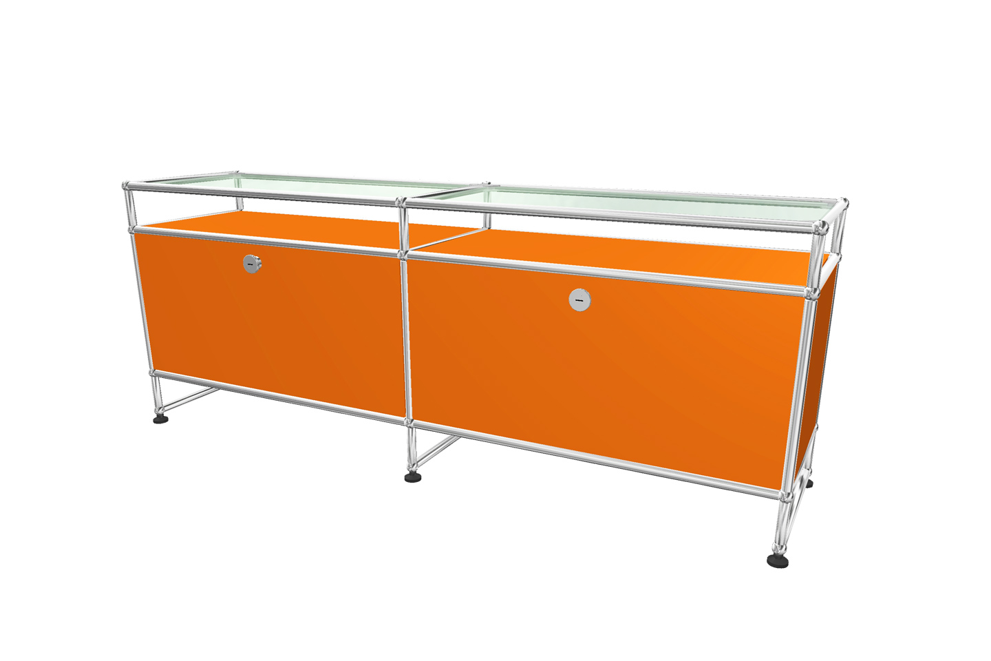 USM Haller TV-Board / Lowboard mit Sockel und Glastablaren