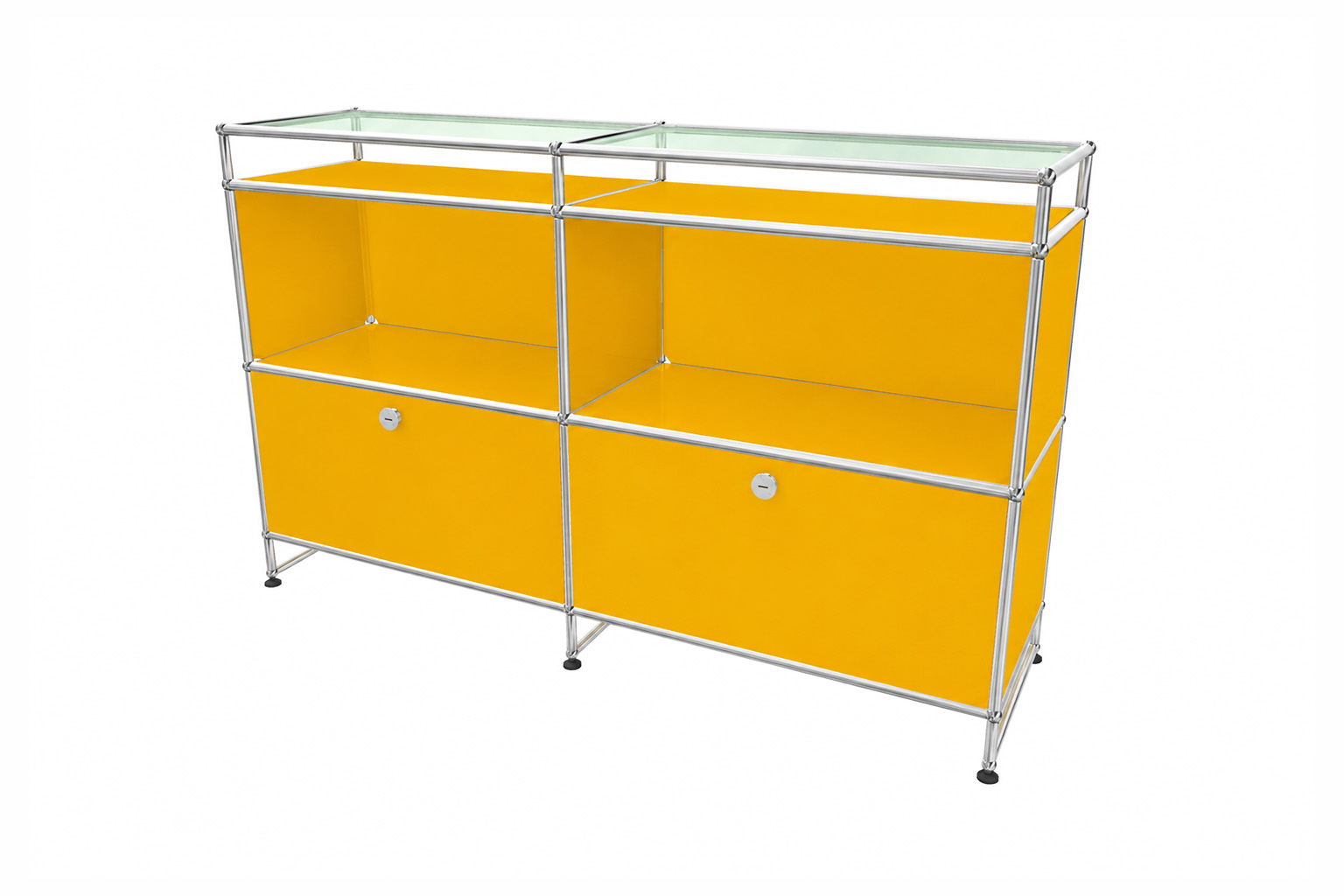 USM Haller Sideboard mit Sockel und Glastablaren