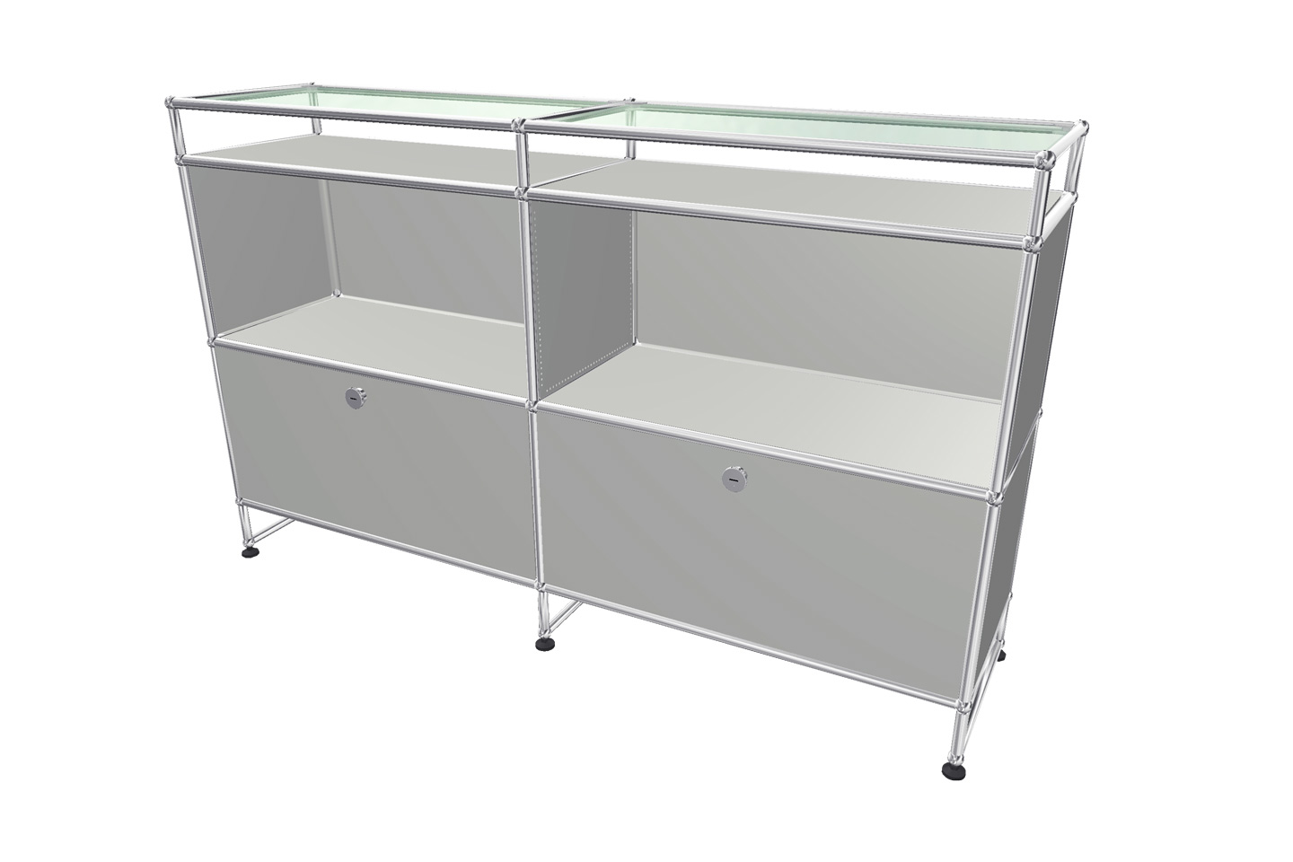 USM Haller Sideboard mit Sockel und Glastablaren