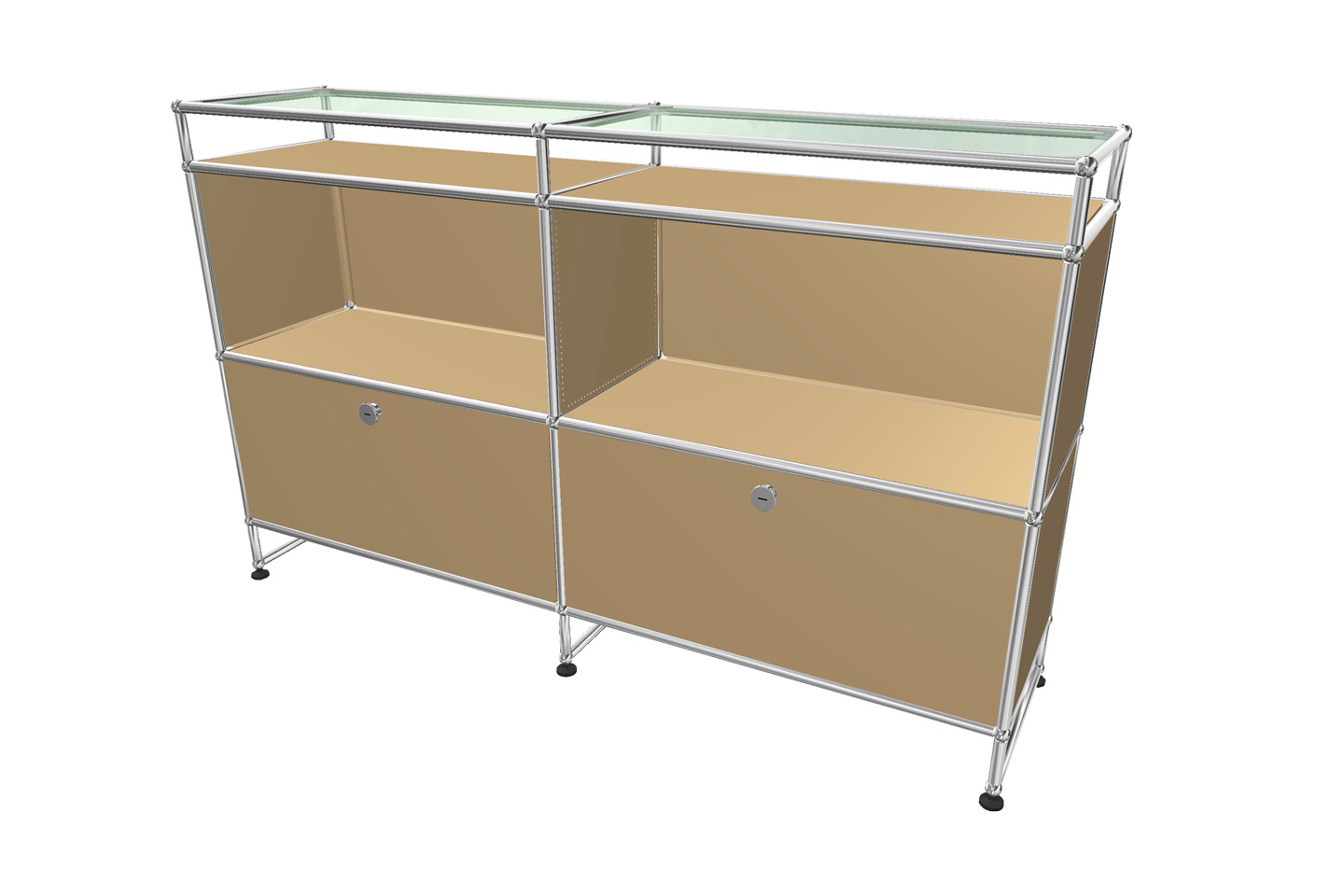 USM Haller Sideboard mit Sockel und Glastablaren
