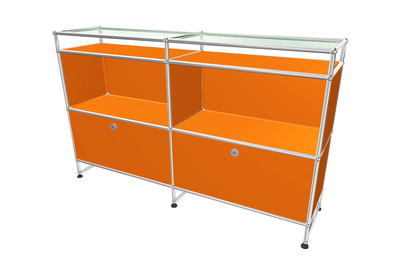 USM Haller Sideboard mit Sockel und Glastablaren