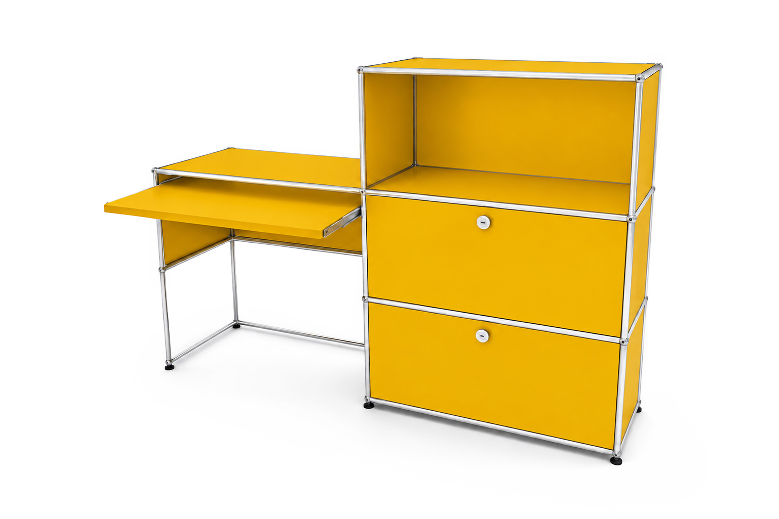 USM Haller Buffet Avec Tablette En Verre Blanc Pur RAL 9010