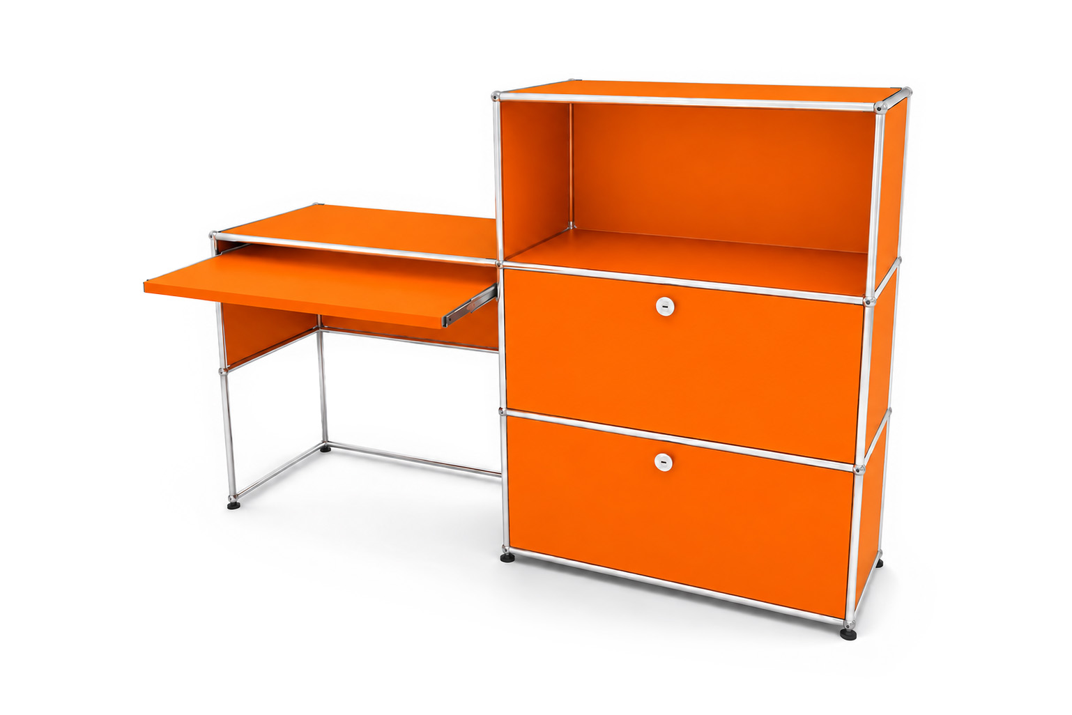 USM Haller Buffet Avec Tablette En Verre Blanc Pur RAL 9010