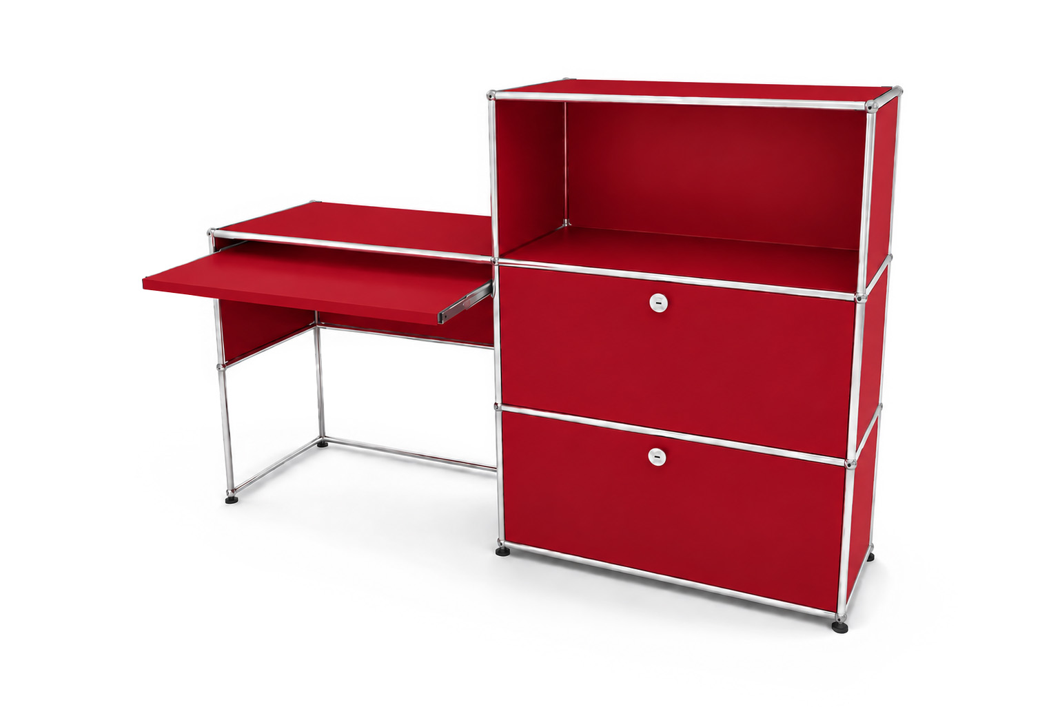 USM Haller Buffet Avec Tablette En Verre Blanc Pur RAL 9010