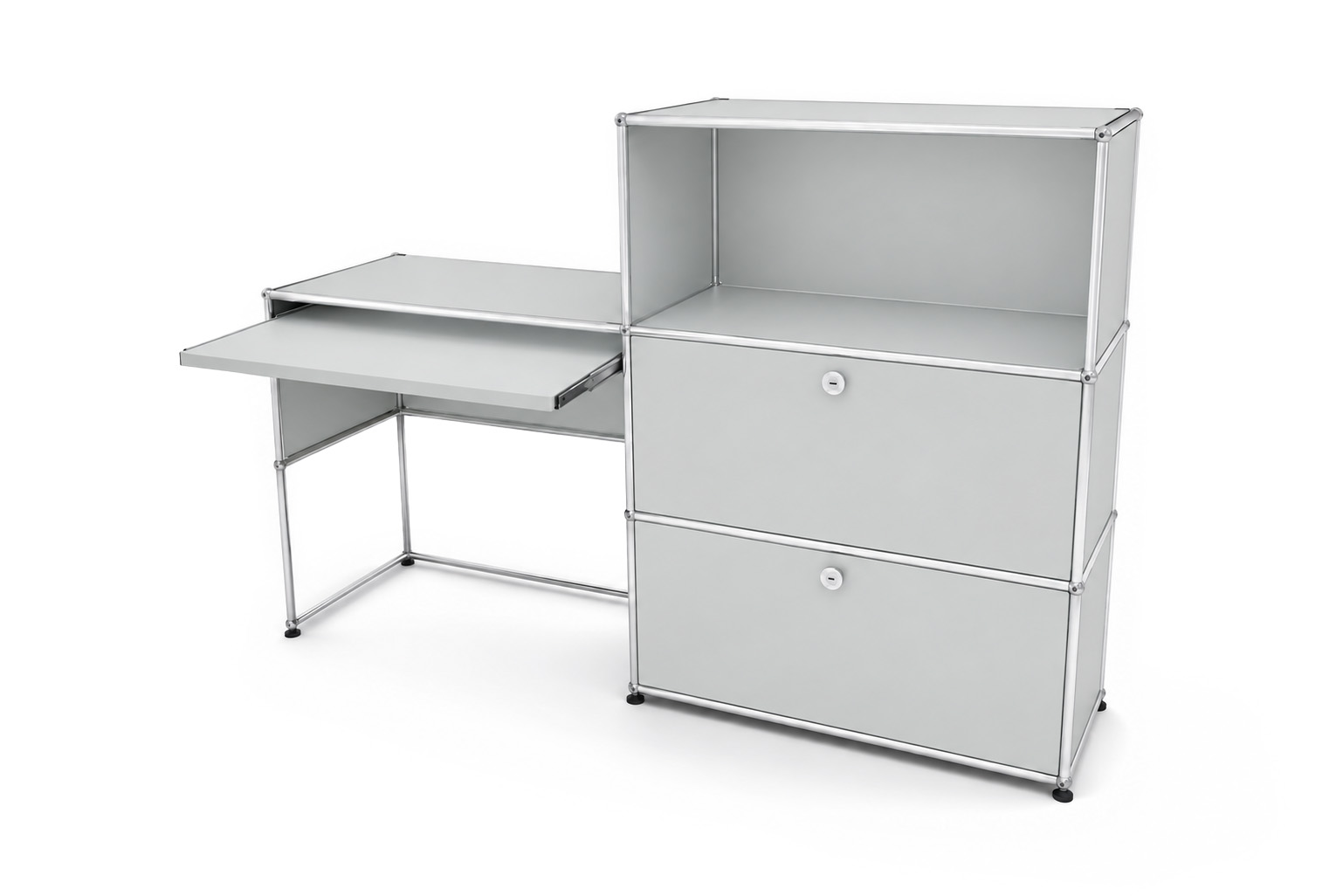 USM Haller Buffet Avec Tablette En Verre Blanc Pur RAL 9010