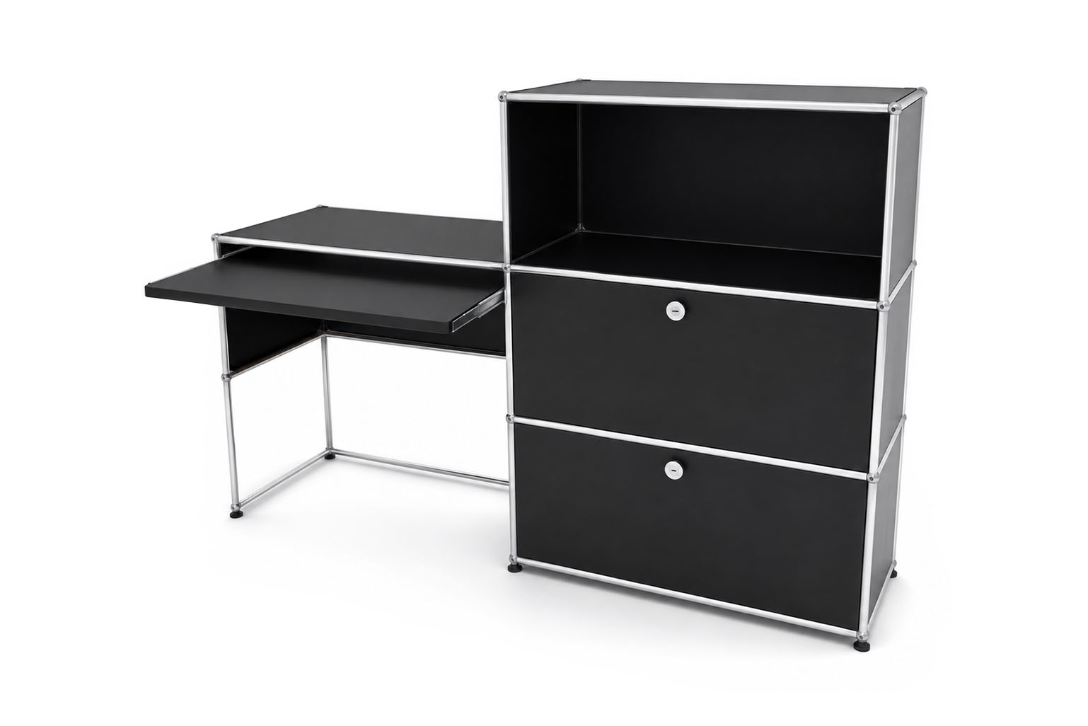 USM Haller Buffet Avec Tablette En Verre Blanc Pur RAL 9010