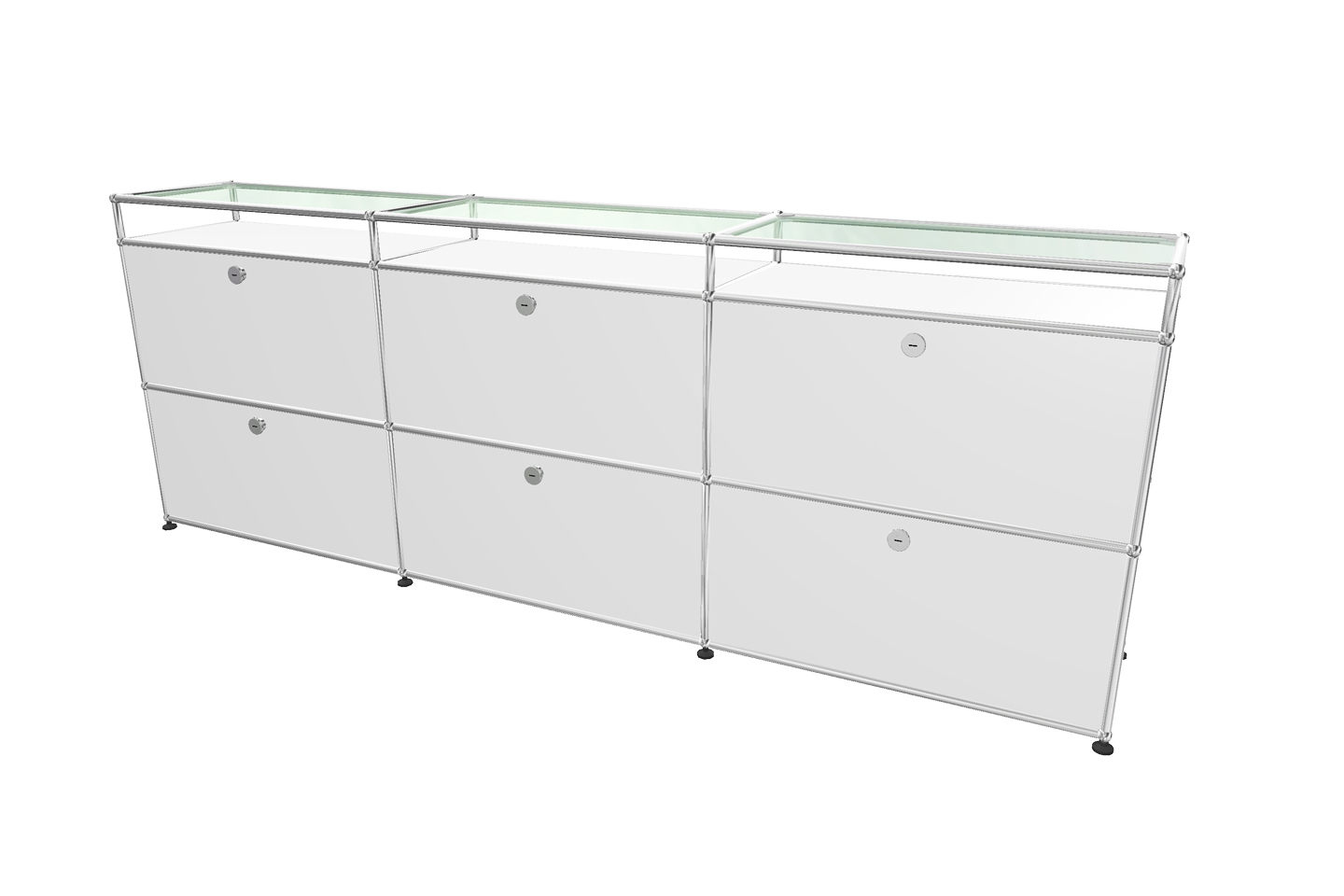 USM Haller Sideboard with Glass Shelves Graphit Black RAL 9011