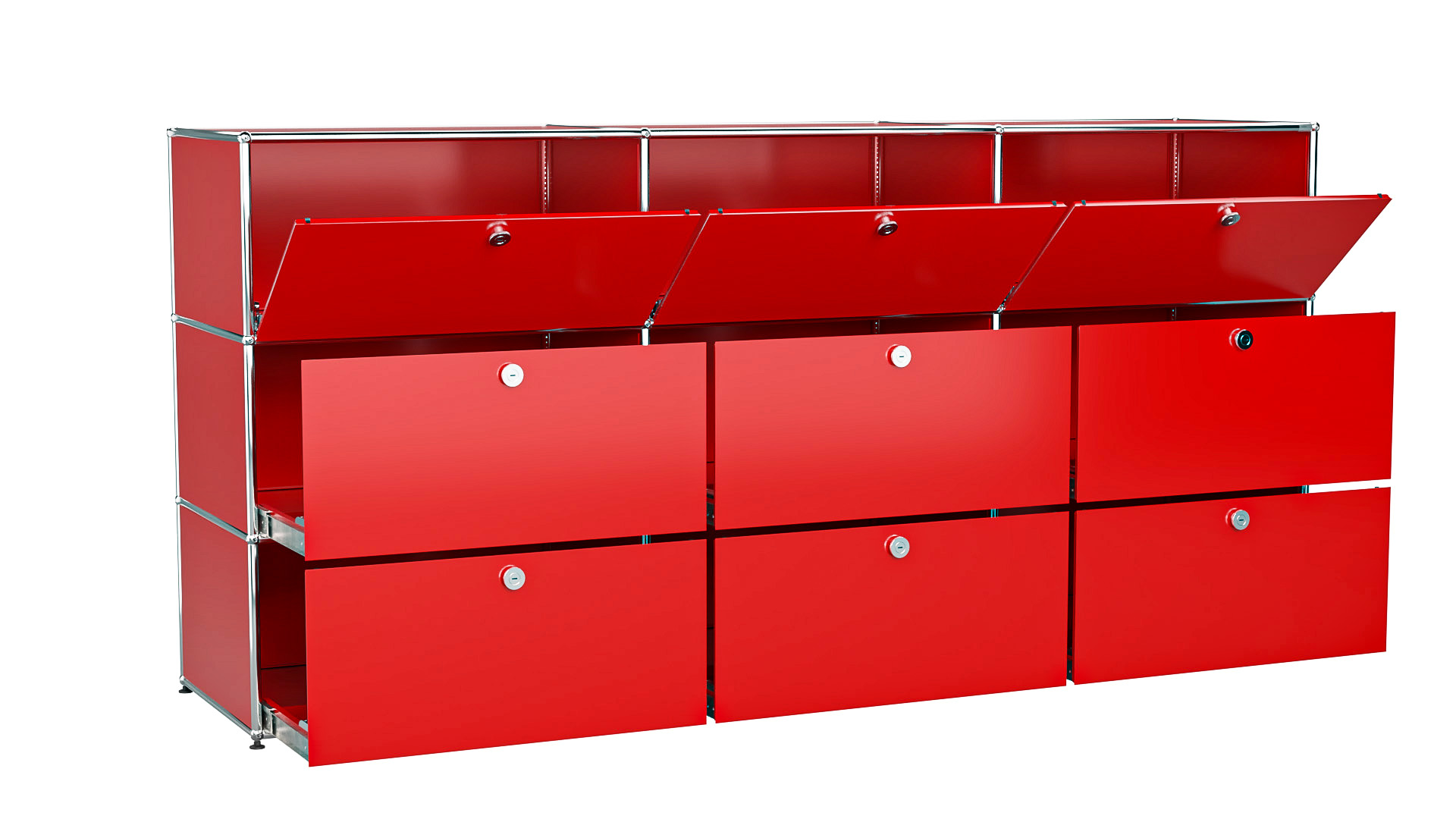 USM Haller Sideboard frei konfigurierbar in Breite 225 cm x Tiefe 50 cm | Individualisierbare Sideboards | USM Haller | Marken & Produkte - Designklassiker